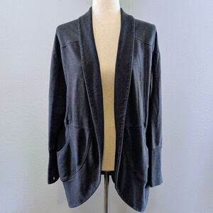 Eddie Bauer Charcoal Gray Camp Fleece Open Front Cardigan Jacket | Women’s Large